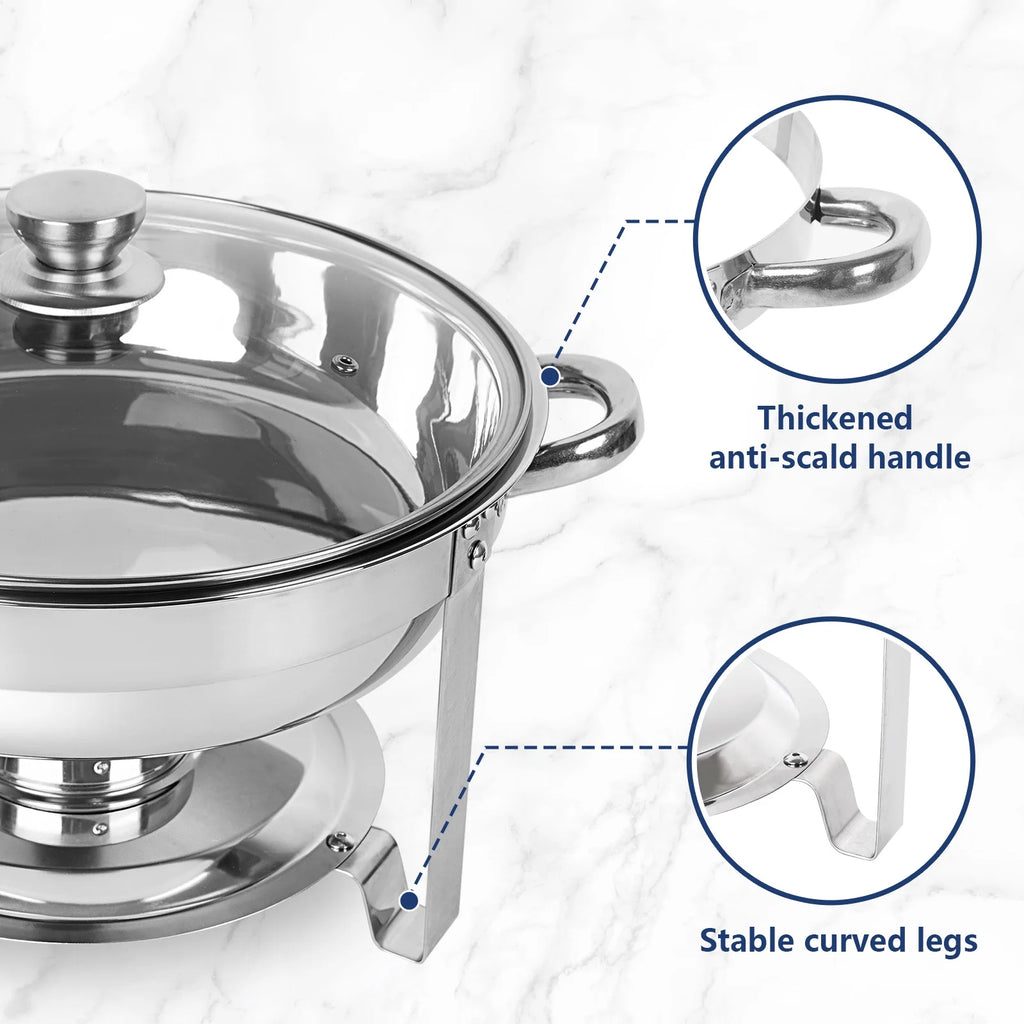 5Qt 4 Packs Stainless Steel Chafing Dish Set with Glass Lid H8073