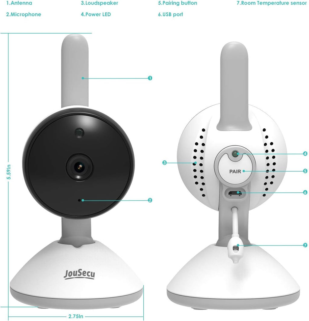4.3 Inches LCD Split Screen Baby Monitor with 2 Camera J20119