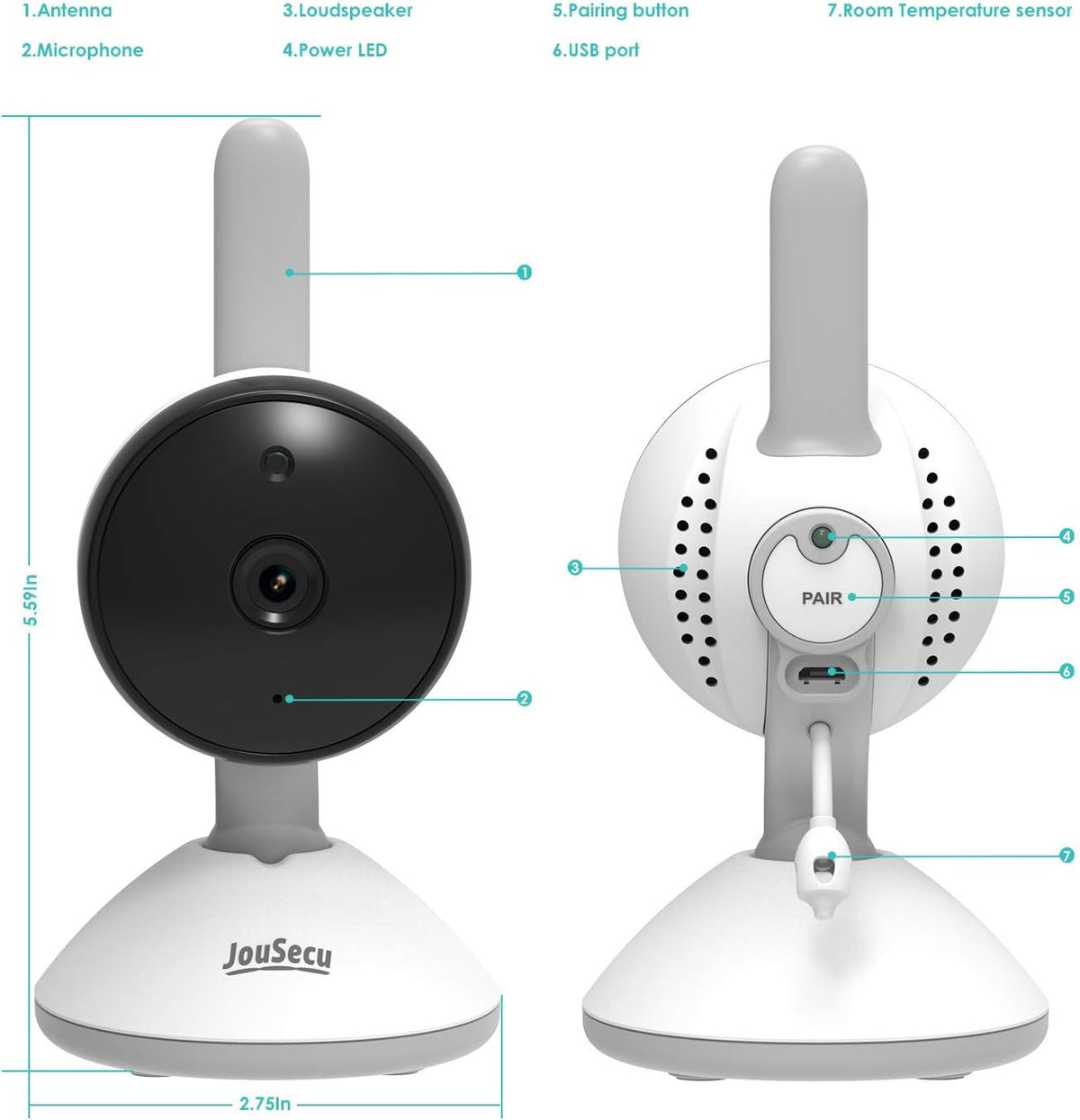 4.3 Inches LCD Split Screen Baby Monitor with 2 Camera J20119