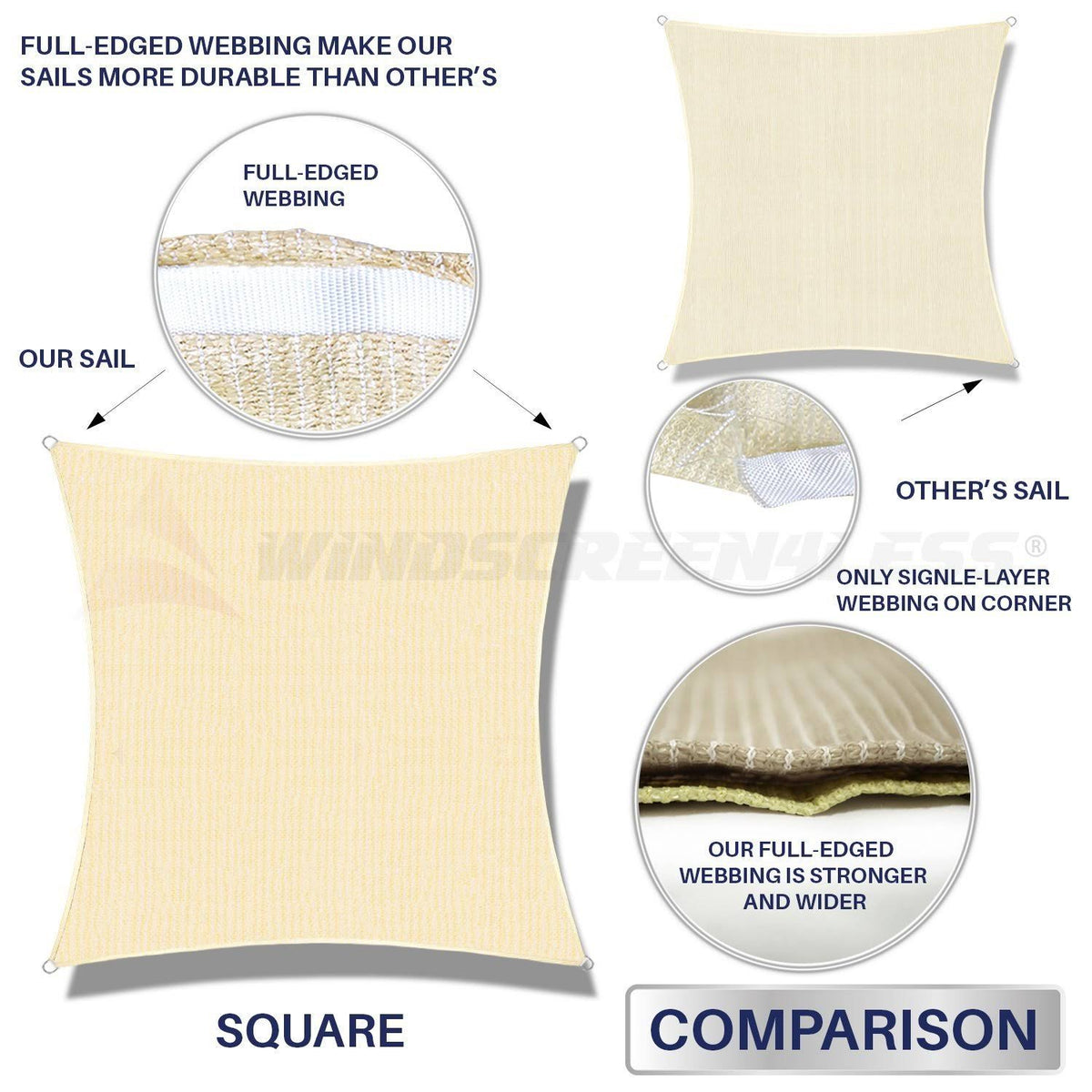Brown Sun Shade Sail Square Canopy V5005
