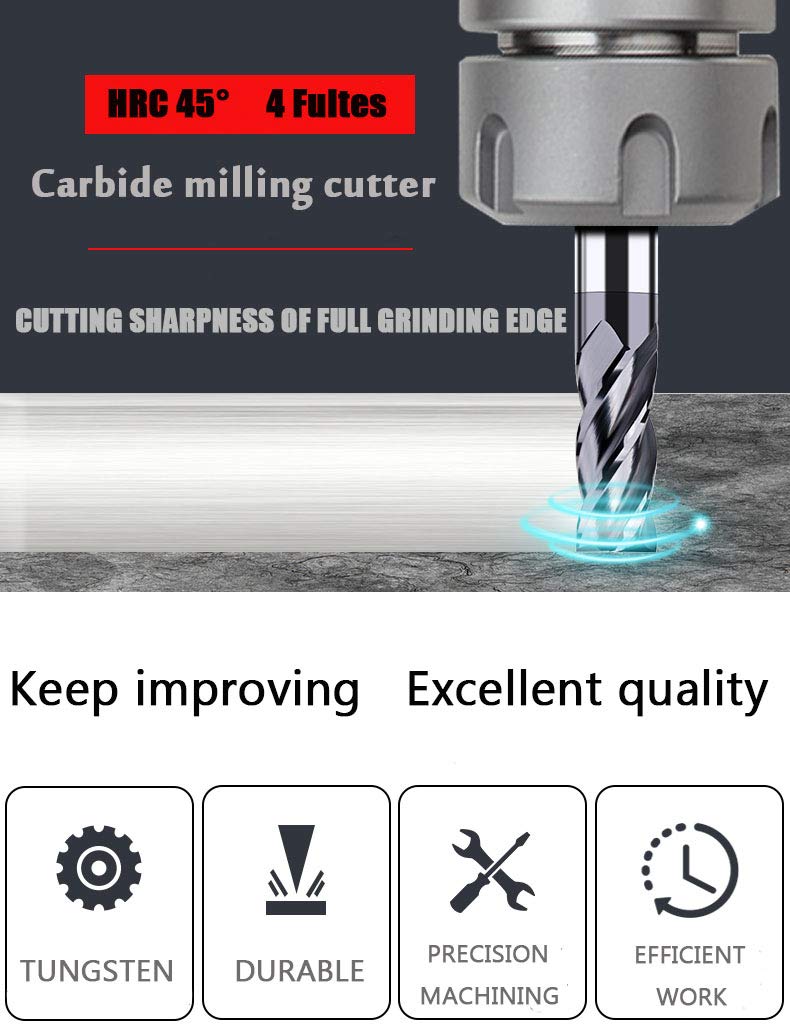 1/8 Carbide Square End Mill, 4 Flute, AlTiN Coating O18567