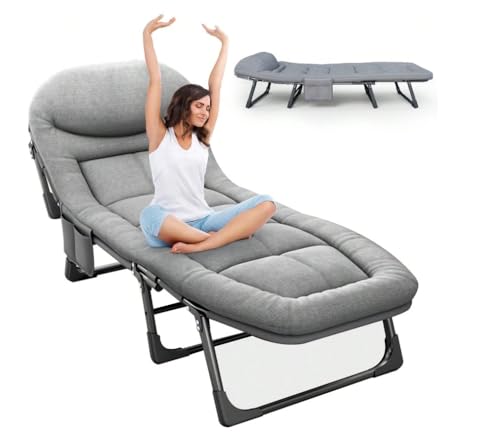 Portable Folding Camping Cot with Pillow Adjustable Backrest Q560