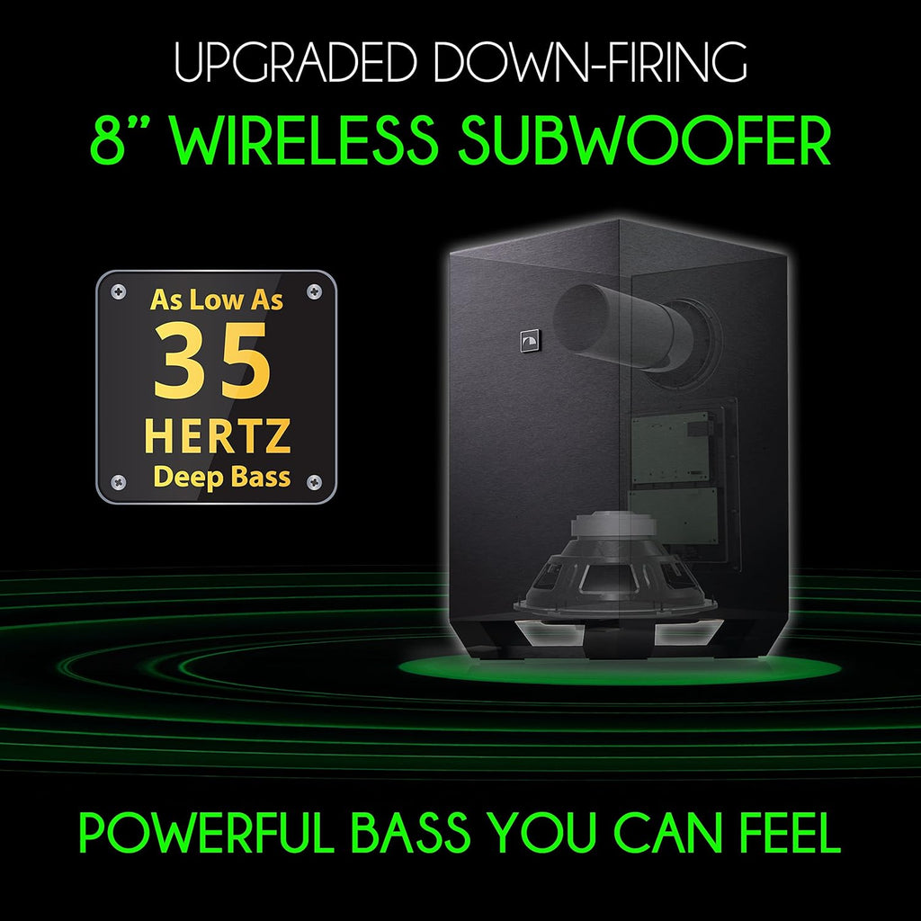 7.1.4 Channel 600W Soundbar with 8" Wireless Subwoofer and 2 Rear Surround Speakers Q87659