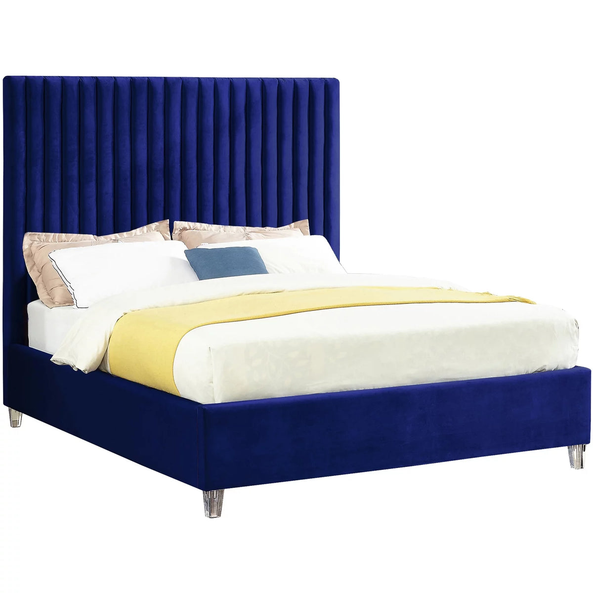 Antique Navy Velvet Full Bed C17302