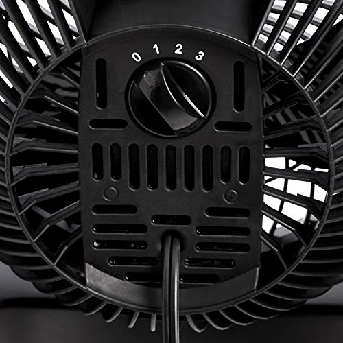 11-Inch Air Circulator Fan with 90-Degree Tilt Head, 3 Speed Settings, Black D31668