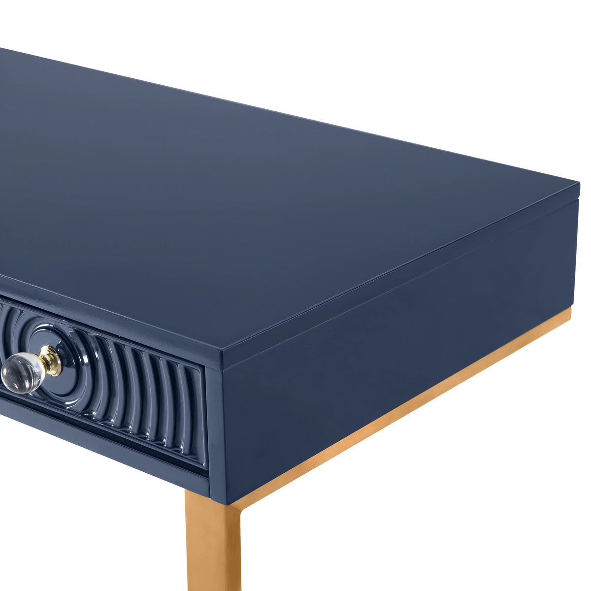Blue Lacquer Office Desk With Gold Legs J150