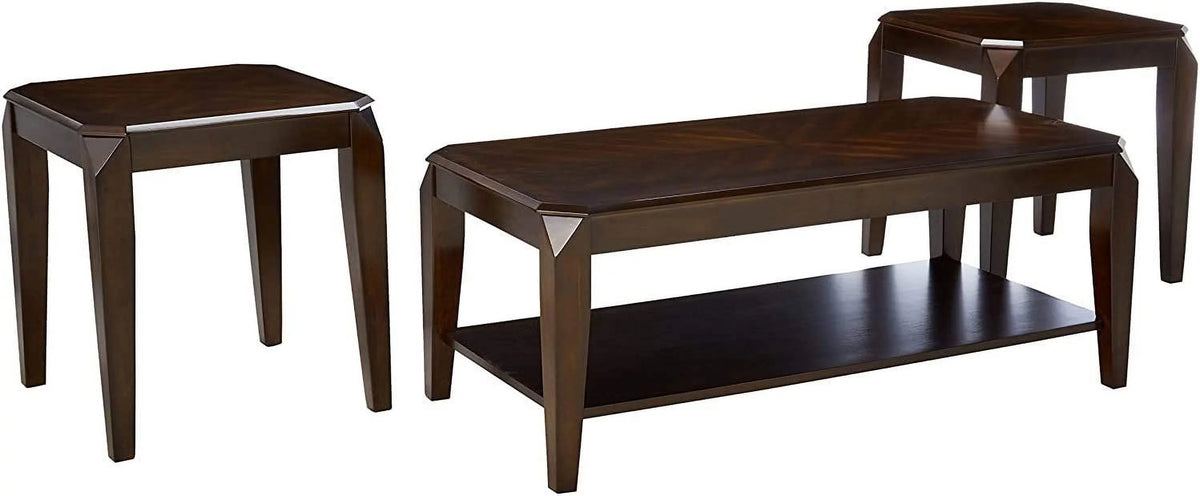 3 Pieces Coffee Table Set Walnut F51572