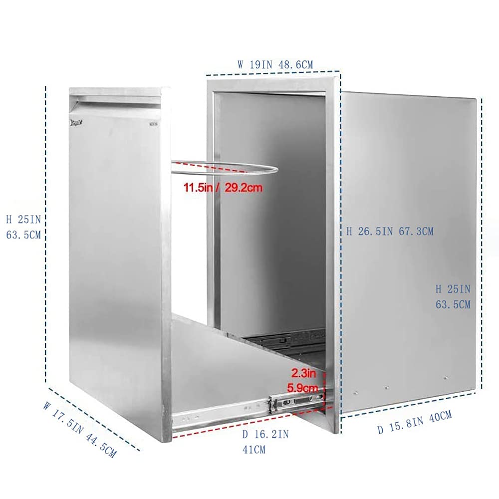 Stainless Steel Drawer W16XD18XH22.3 Inches I9549