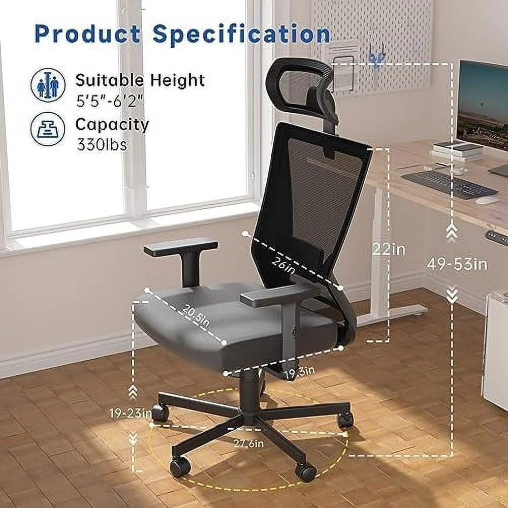 Black Ergonomic Mesh Office Chair with Lumbar Support Y279