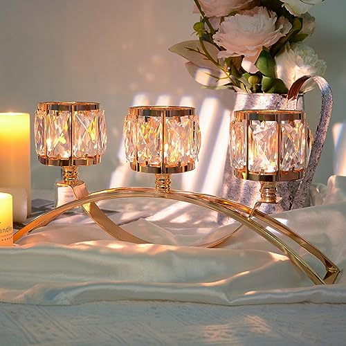 Black Set of 3 Crystal Candle Holders A156