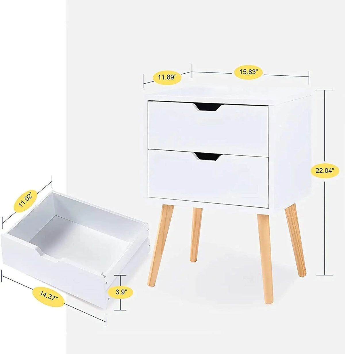 White Storage Drawer Nightstand G630