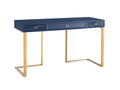Blue Lacquer Office Desk With Gold Legs J150