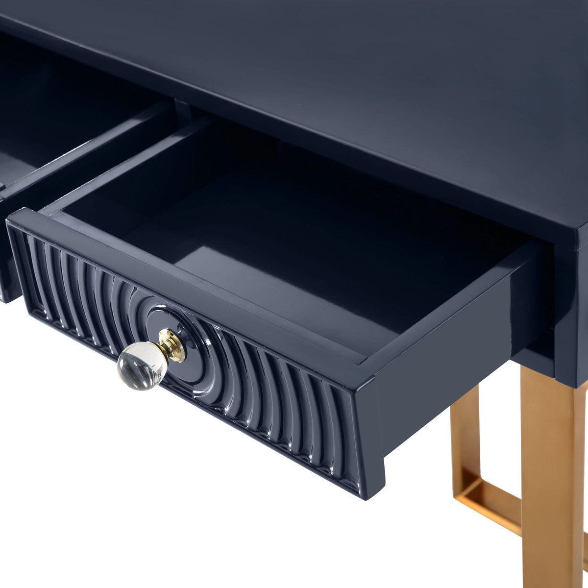 Blue Lacquer Office Desk With Gold Legs J150