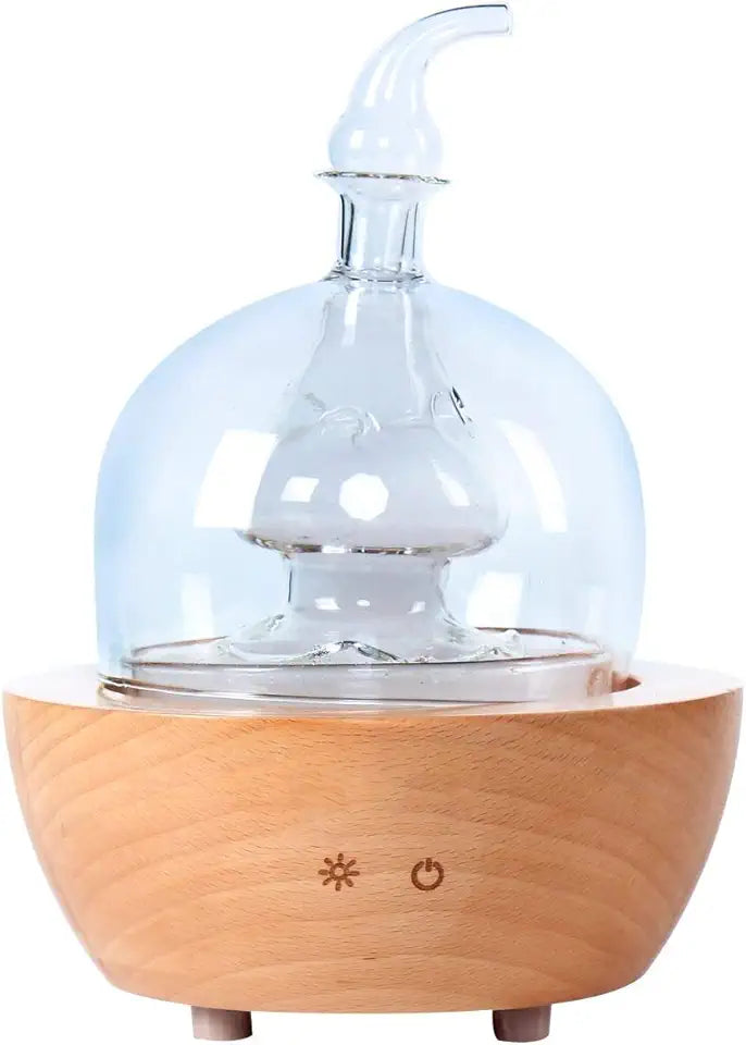 Wood and Glass Essential Oil Diffuser with Timer and 7 Color LED Lights F888