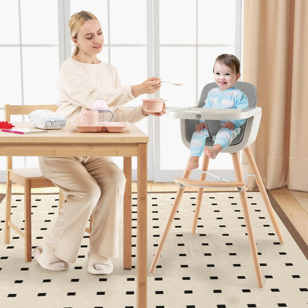 3 in 1 Convertible Wooden High Chair Beige E4319