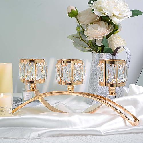 Black Set of 3 Crystal Candle Holders A156