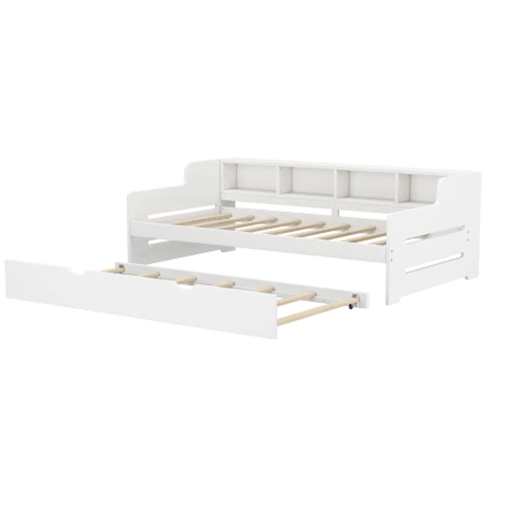 White Twin Size Wooden Day Bed with Trundle Z8899
