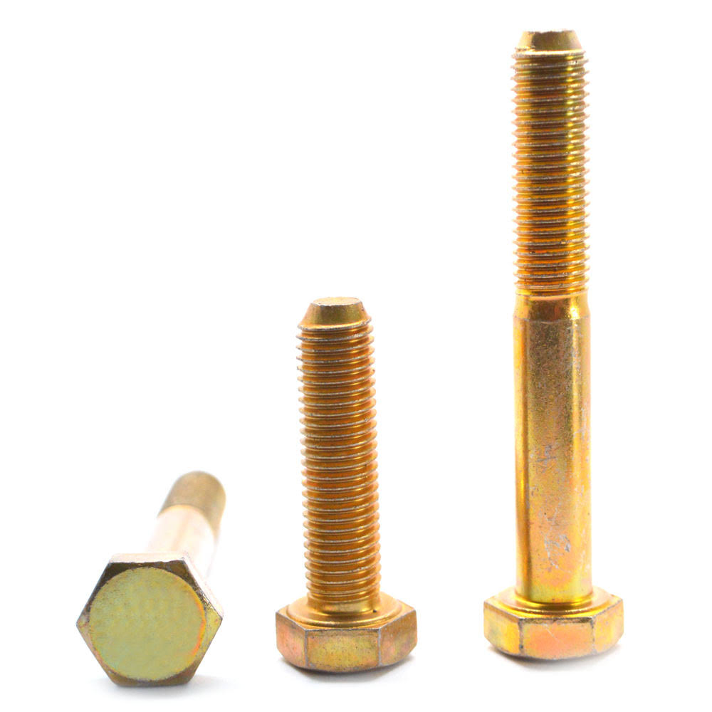 3/8x22-16 x 1 3/4x22 Coarse Thread Grade 5 Hex Cap Screw Medium Carbon Steel Yellow Zinc Plated H1173