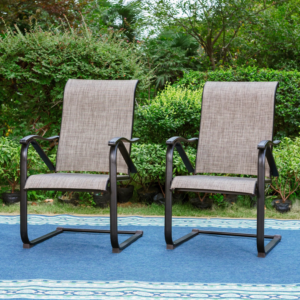 7-Piece Outdoor Patio Dining Set with 6 Rocking Chairs and 1 Metal Table V288