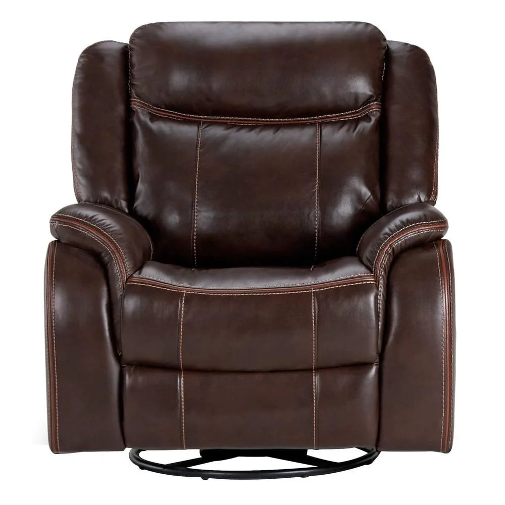 Brown Faux Leather Reclining Swivel Chair V44117