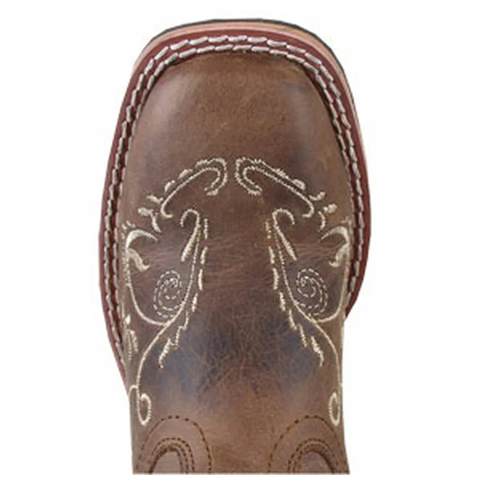 Brown Waxed Distress Girls Western Boots X729
