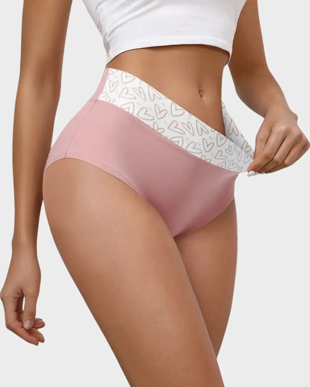 Cotton Heart Print High-Waist Panties 6 Pack E51360