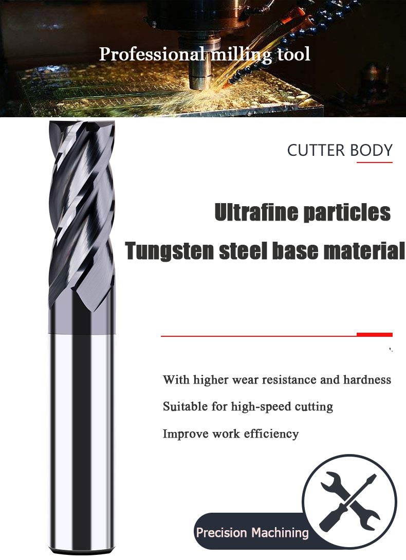 1/8 Carbide Square End Mill, 4 Flute, AlTiN Coating O18567