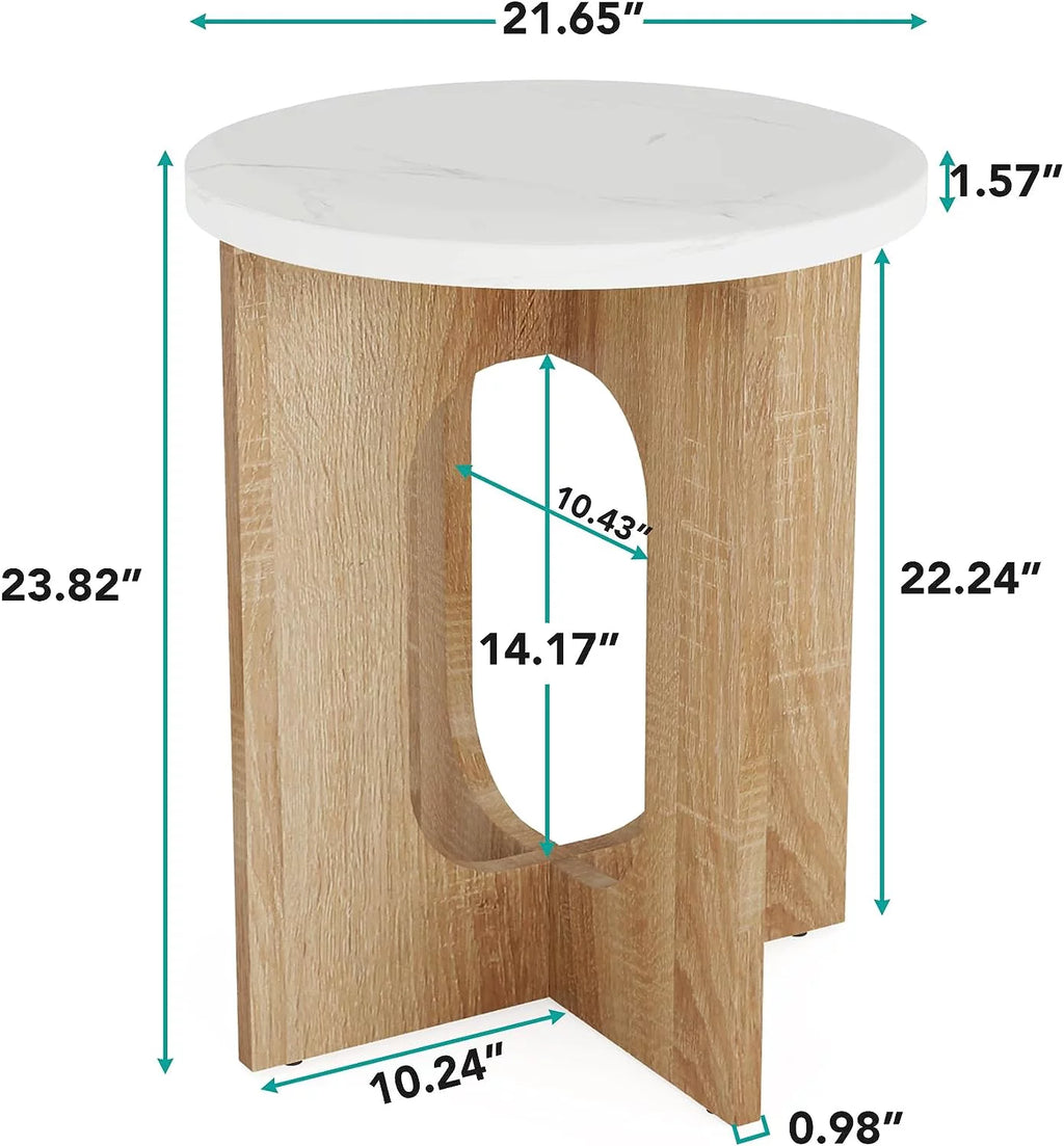 Round Side Table with Crossed Wood Base U837998