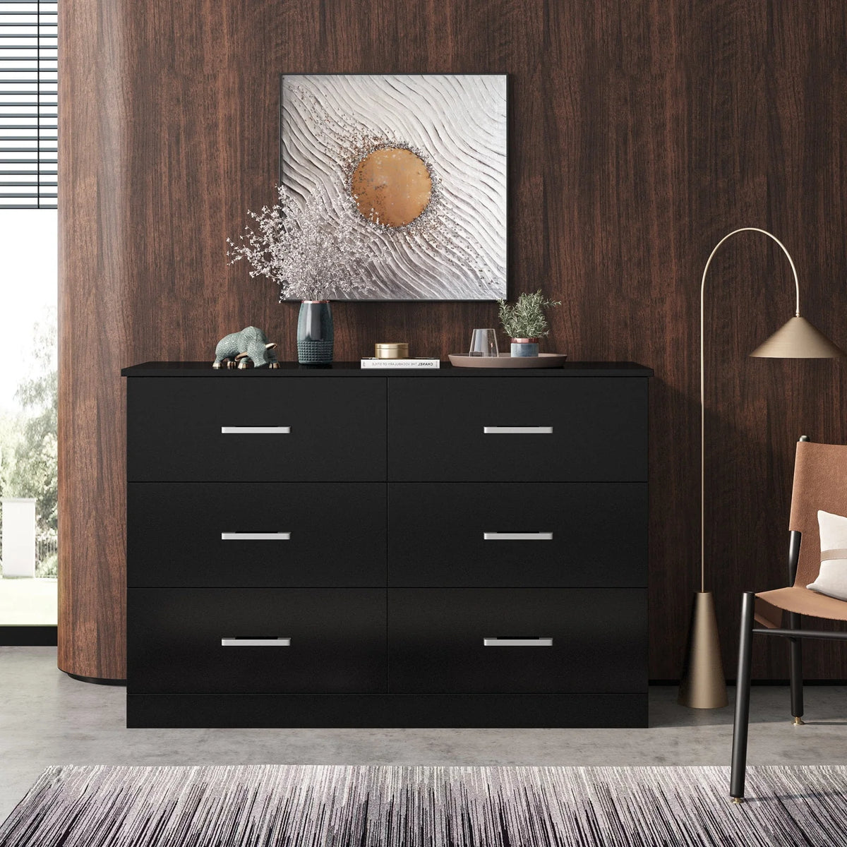 White 6 Drawer Wood Dresser M507
