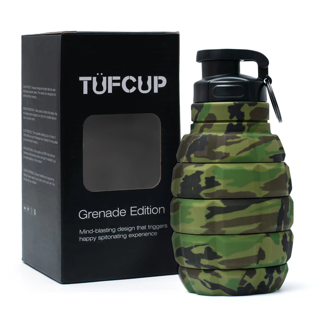 Green Camo Collapsible Spill Resistant Silicone Spit Cup with Lid B664265