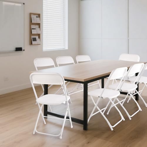 10 Pack White Plastic Folding Chairs 400lbs Capacity H487019