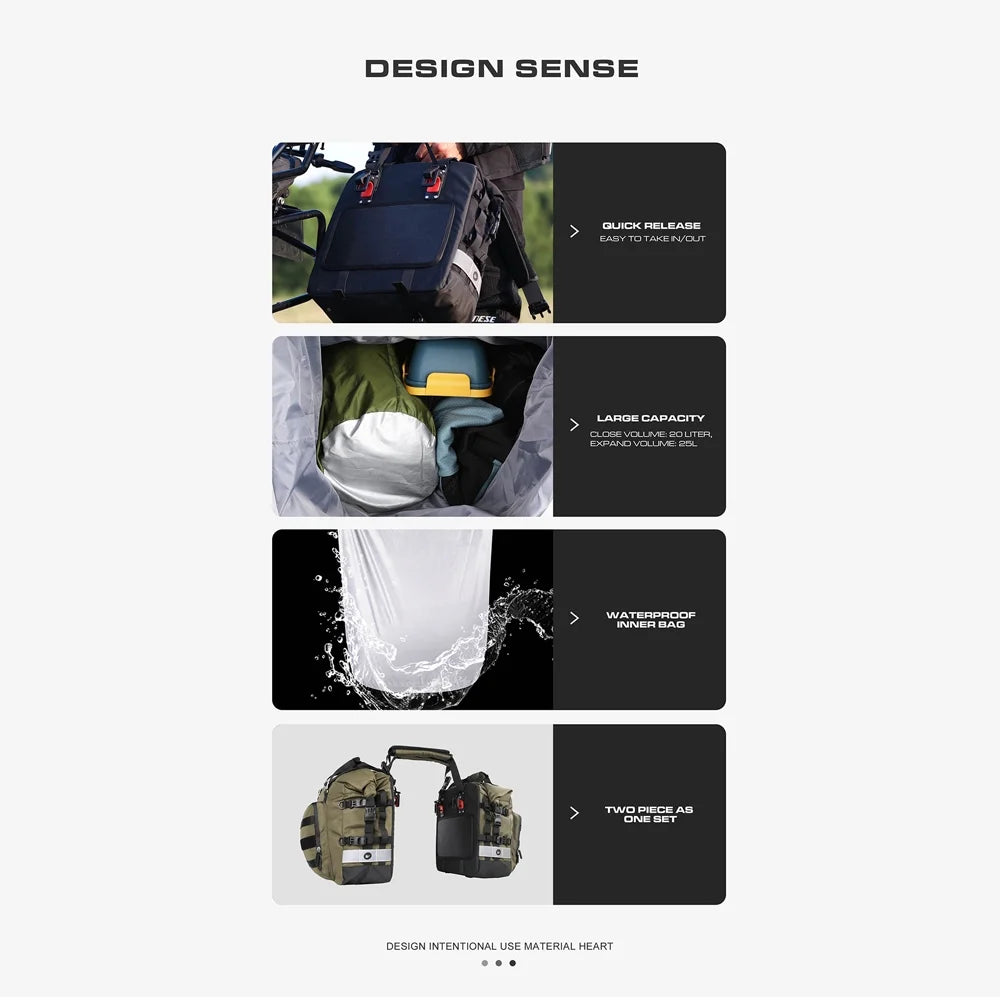 20L Polyester Motorcycle Side Saddle Bag with Removable Waterproof Inner Bag M392