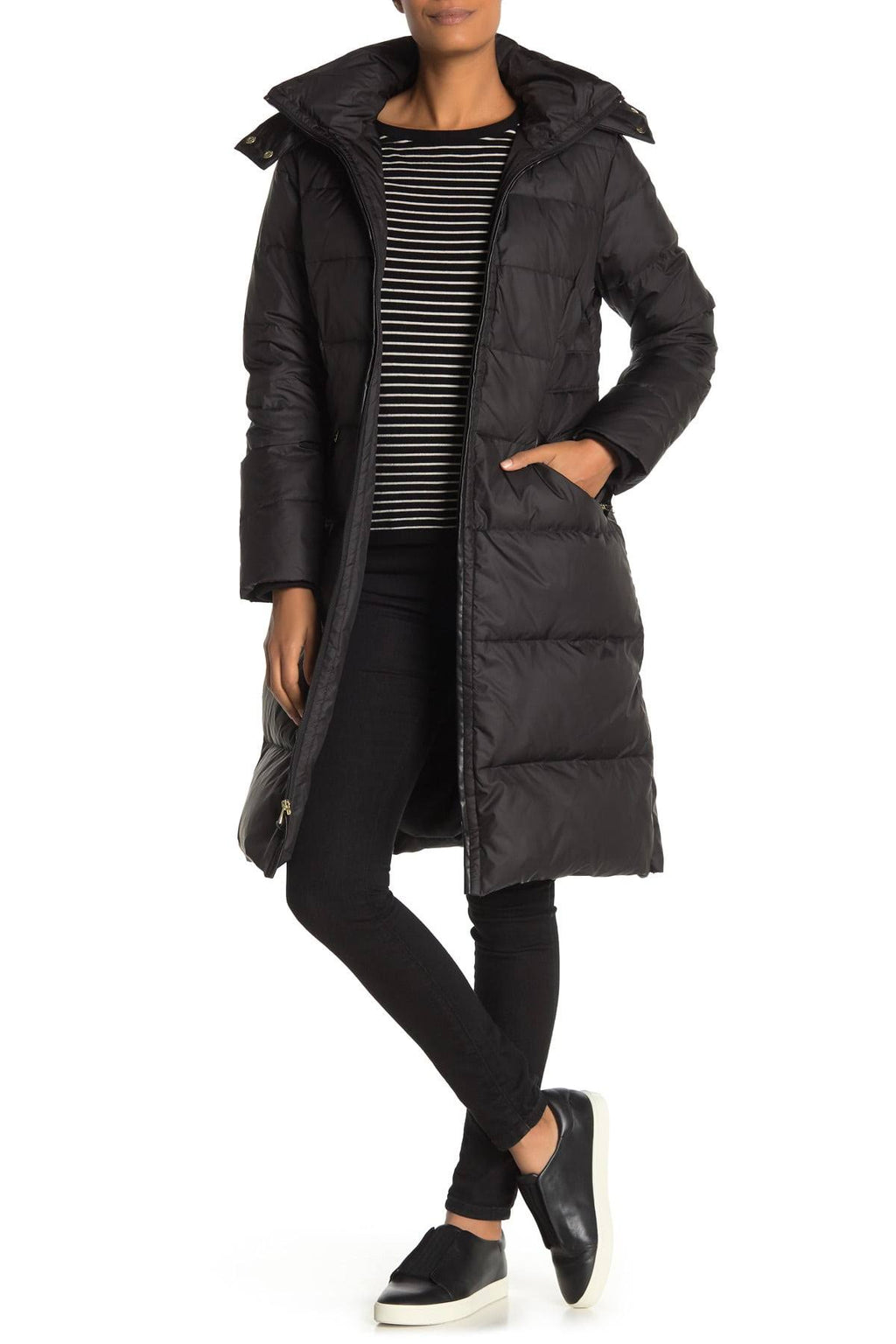 Faux Fur-Trim Puffer Coat Medium / Black M16143