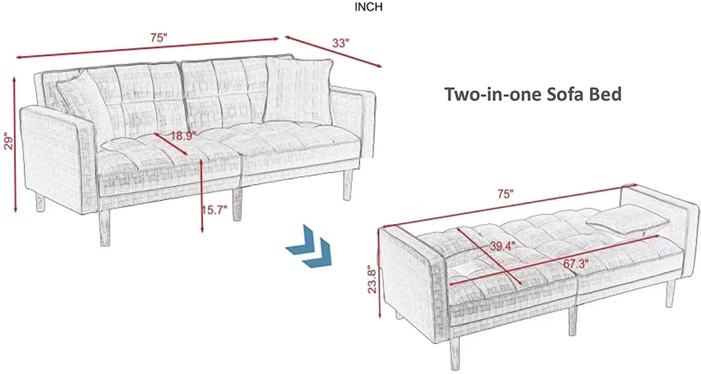 Convertible Sleeper Futon Sofa Bed P8752