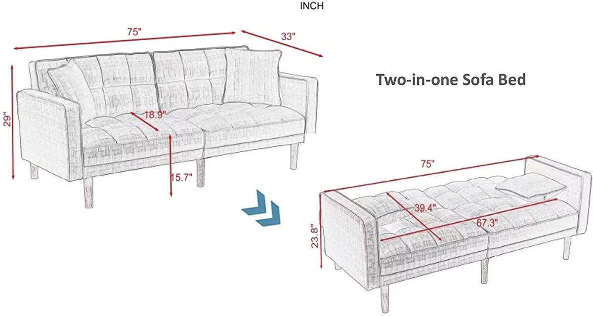 Convertible Sleeper Futon Sofa Bed P8752