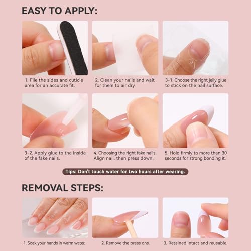 Short Square Press on Nails Set with Stickers B286418