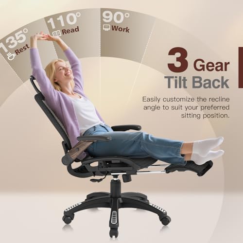Ergonomic Office Chair with Footrest, High Back Mesh Computer Chair with Flip-Up Arm Z210