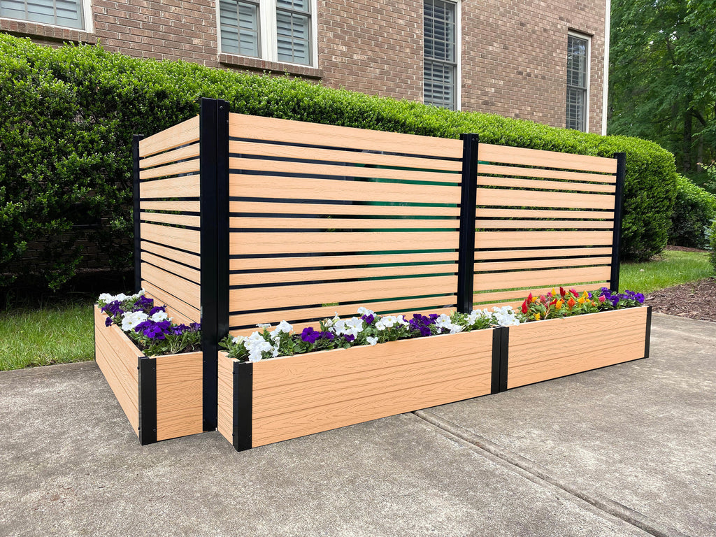 Freestanding Vinyl Outdoor Privacy Screen and Planter Box Kit C693
