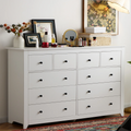 White Wood Dresser with 10 Deep Drawers I965