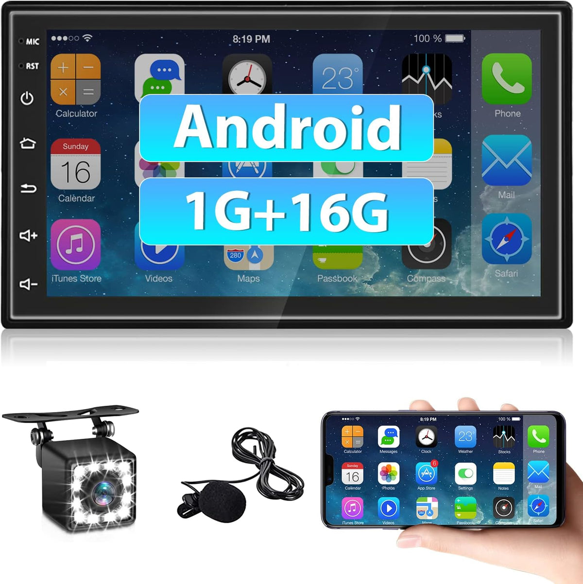 Double Din Car Radio with Navigation Touch Screen Bluetooth Backup Camera K34675