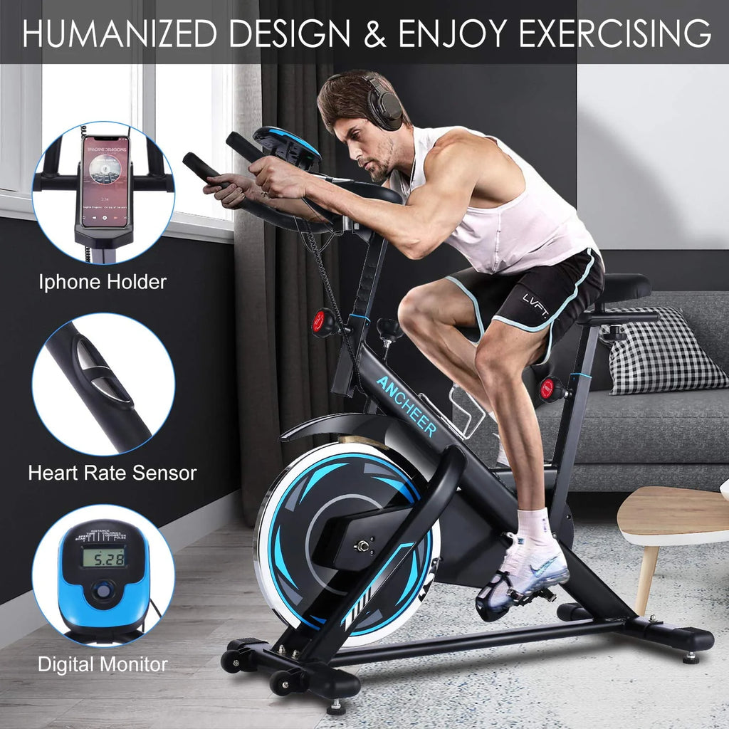 Indoor Exercise Bike with LCD Monitor and 330 lbs Weight Capacity Z34192