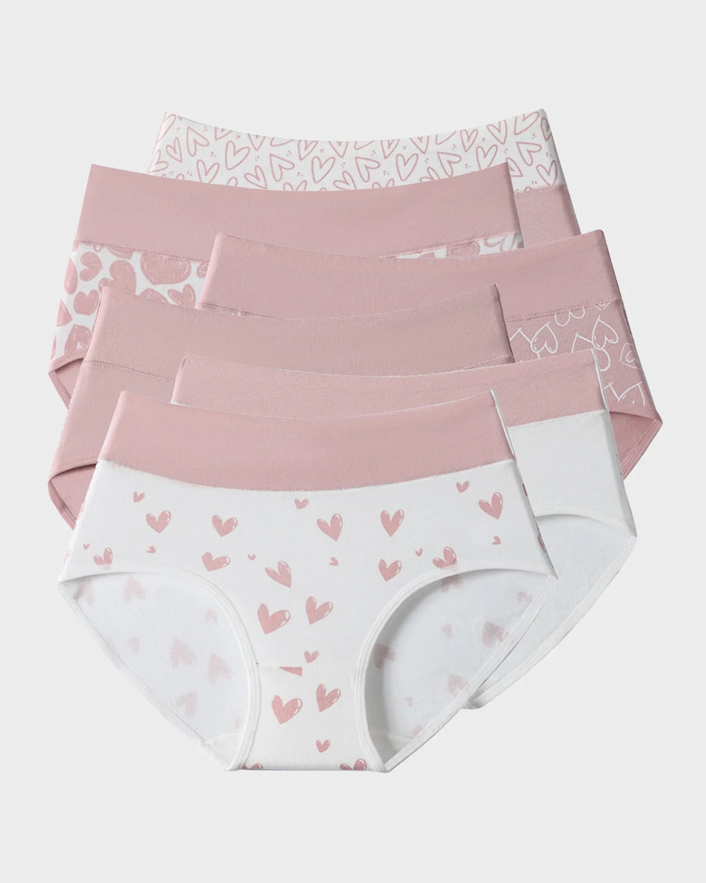 Cotton Heart Print High-Waist Panties 6 Pack E51360