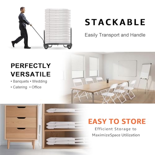 10 Pack White Plastic Folding Chairs 400lbs Capacity H487019