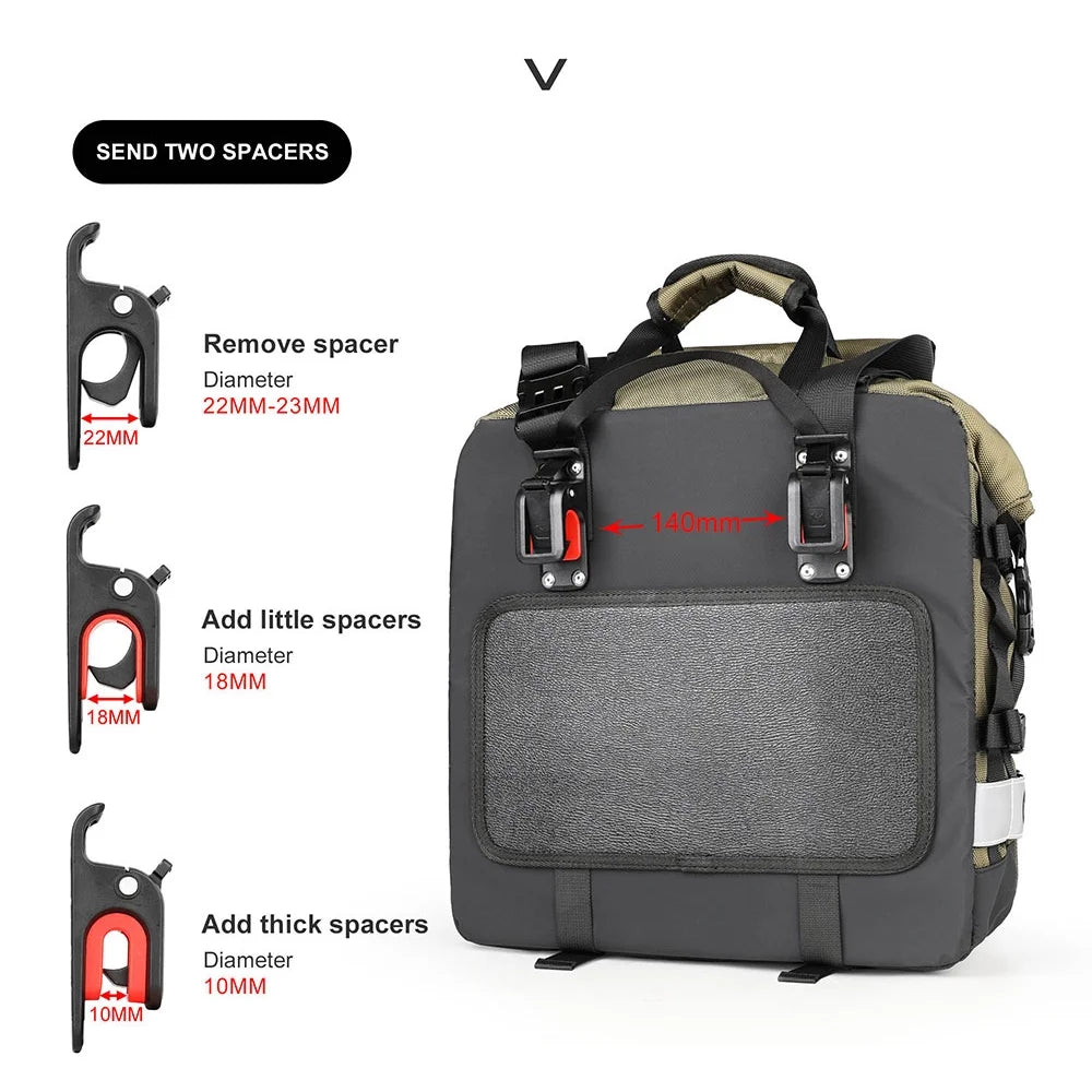20L Polyester Motorcycle Side Saddle Bag with Removable Waterproof Inner Bag M392