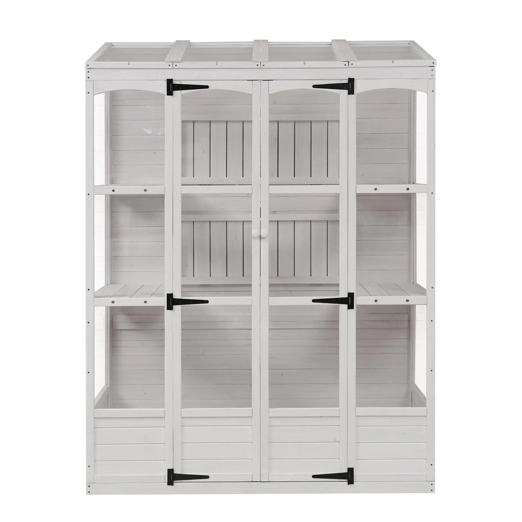 57.9"W x 29.1"D x 78.1"H Polycarbonate Greenhouse with Folding Shelves and Windows W64954