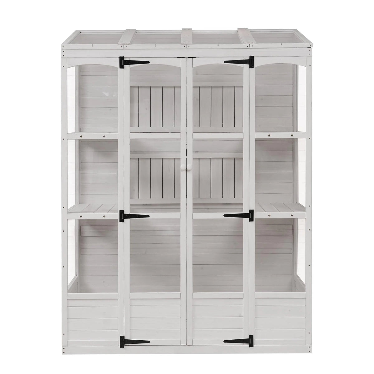 57.9"W x 29.1"D x 78.1"H Polycarbonate Greenhouse with Folding Shelves and Windows W64954