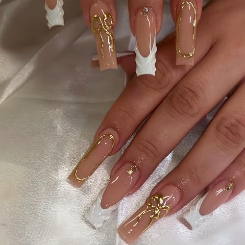 Short Square Press on Nails Set with Stickers B286418