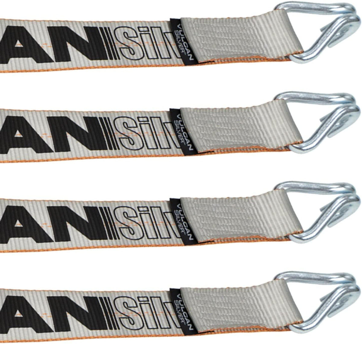 Winch Strap with Heavy Wire Hook, 2 Inch x 15 Foot, 4 Pack, 3,300 Pound Safe Working Load O75194