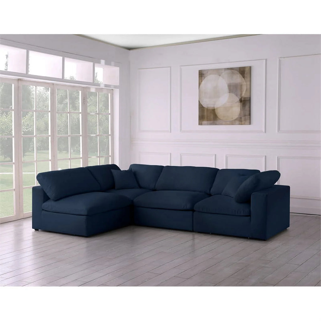Navy Linen Fabric Modular Sectional D6188