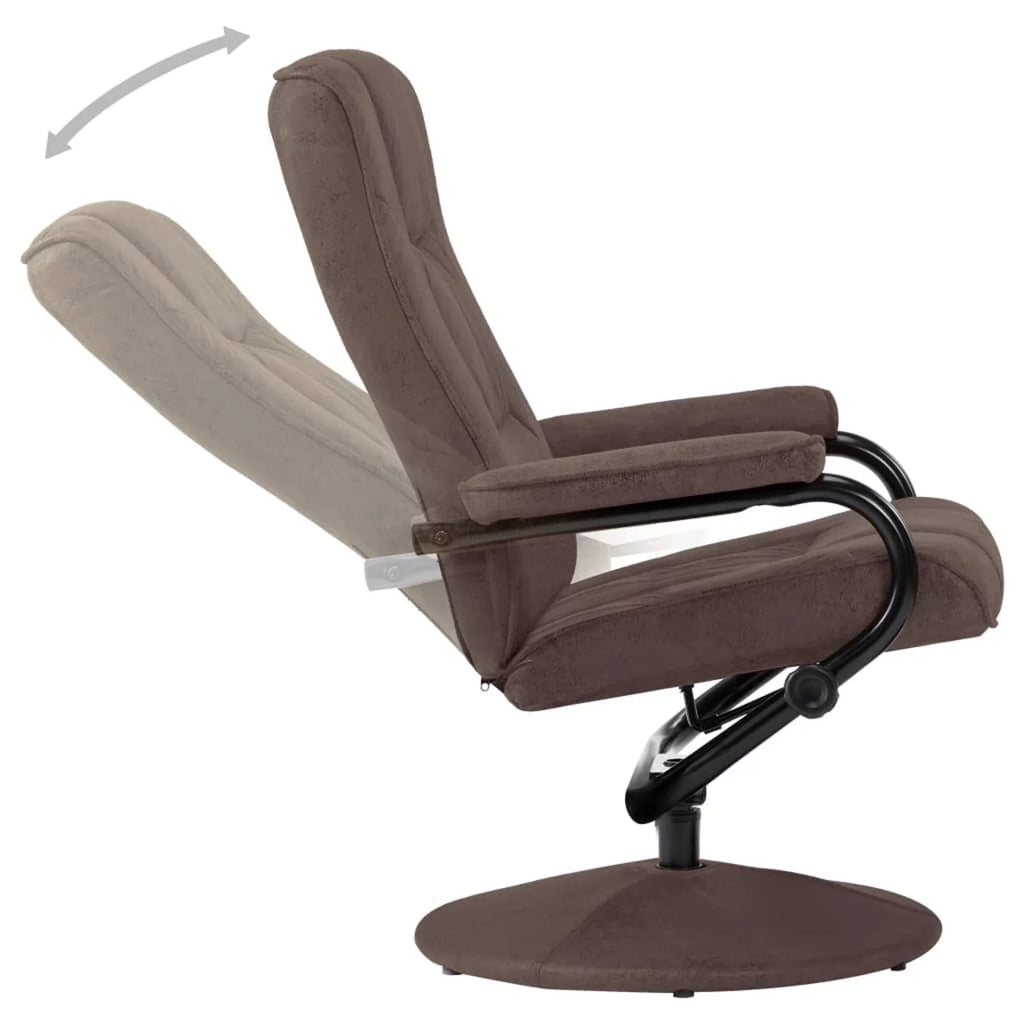 Brown Faux Suede Leather Swivel Recliner with Ottoman C54839